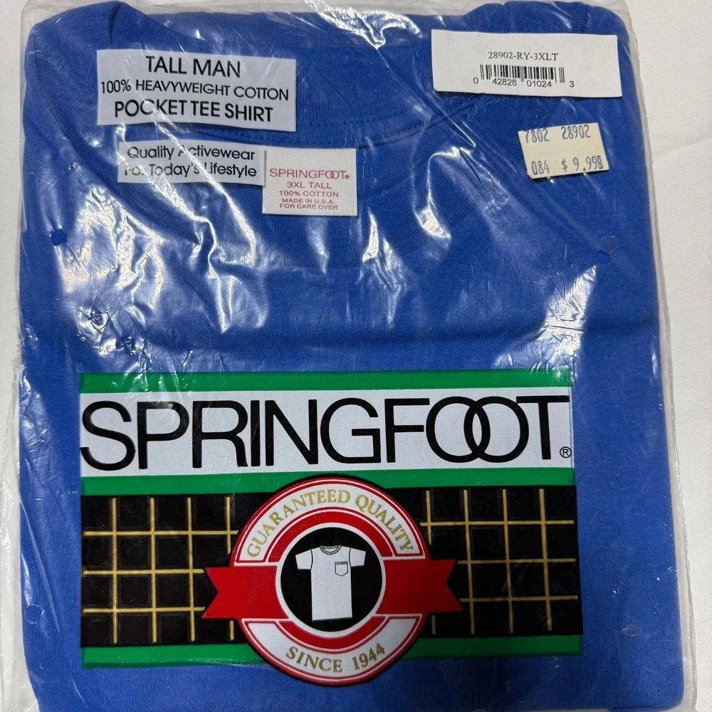 Lot of 3 NEW Vintage Springfoot 100% Cotton Pocket T Shirts 3XLT Made in USA‎